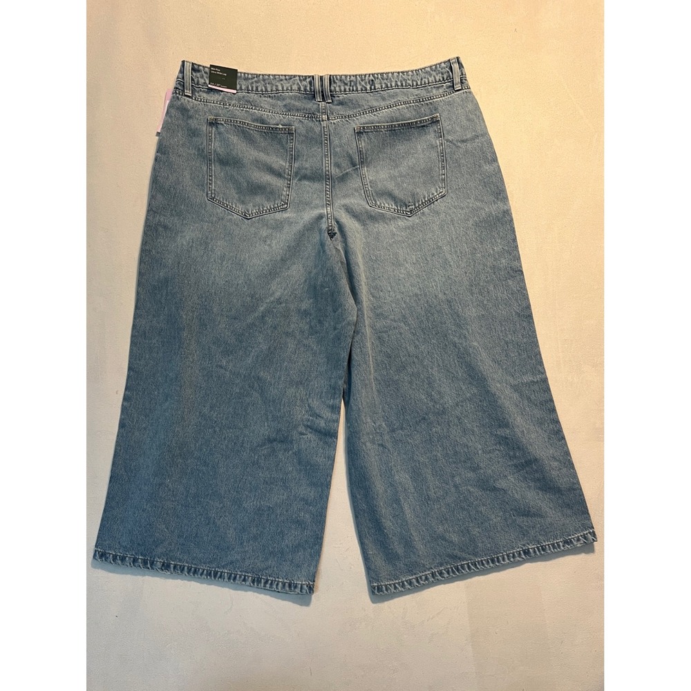 Wild Fable Womens Plus Size 24 Mid Rise Ultra Wide Leg Distressed Jeans Blue NWT - Picture 2 of 10